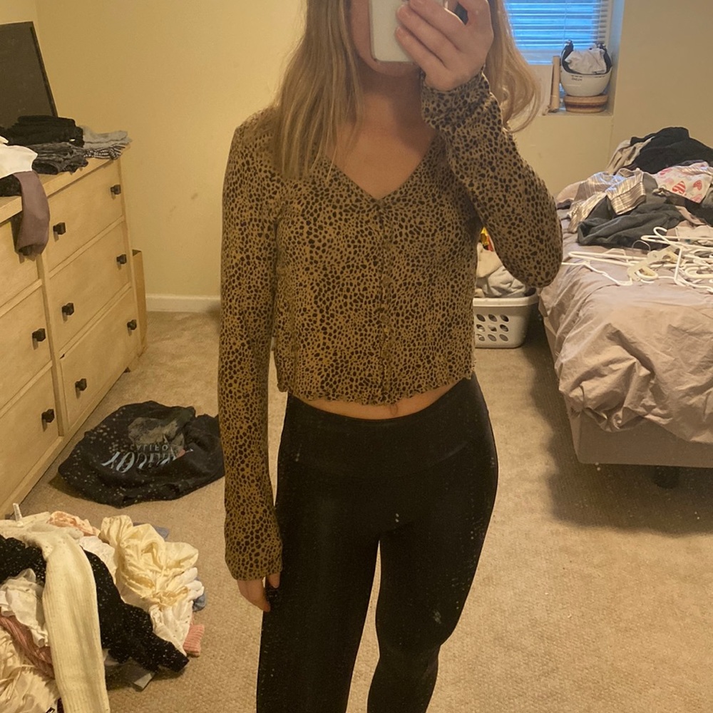 American eagle button down cropped sweater